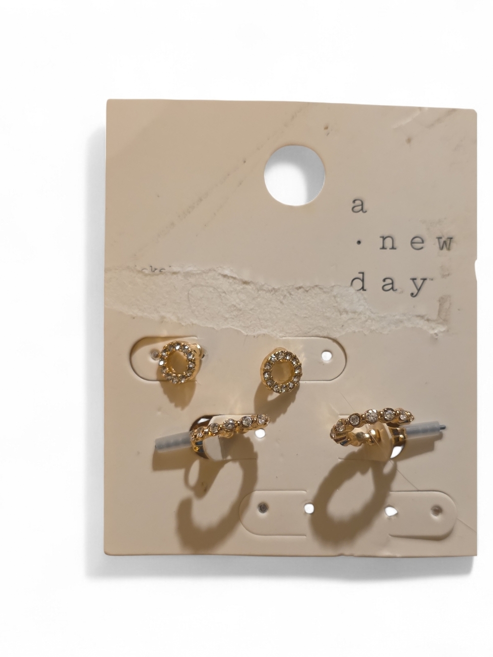 a new day Gold and Clear Crystal Hoop & Stud Earring Set